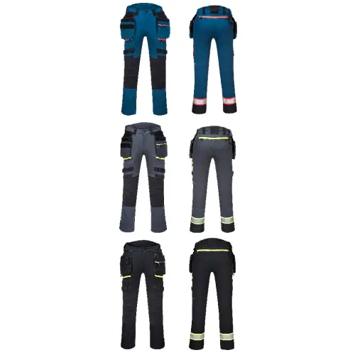 Spodnie DX440 z kieszeniami kaburowymi PORTWEST szare/niebieskie/czarne